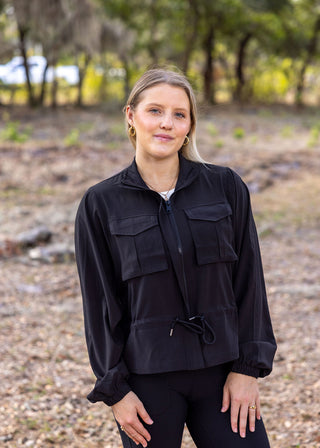 Black Crinkle Woven Jacket