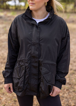 Black Parachute Hooded Jacket