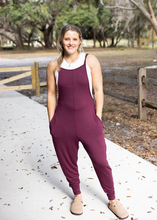 Everyday Comfort Burgundy Overall Jumpsuit