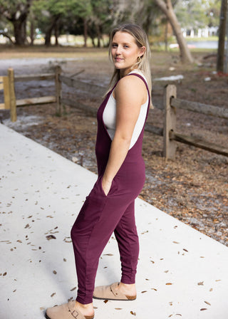 Everyday Comfort Burgundy Overall Jumpsuit