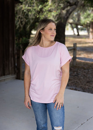 ROUND NECK DOLMAN SHORT SLEEVE TOP