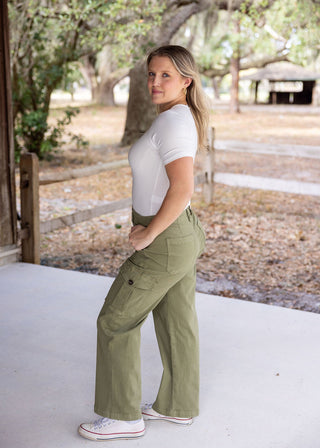 L.T.J. Letter to Juliet  Fatigue Green - Baggy Cargo Pant