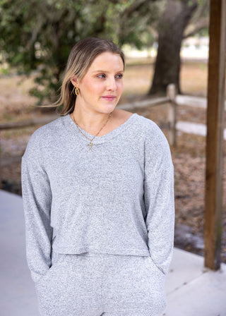 Brushed Hacci Long Sleeve V-Neck Top