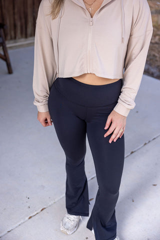 Black High-Waisted Ankle Flare Leggings