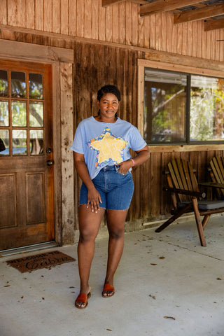 Risen High Waist Dark Wash Jean Shorts