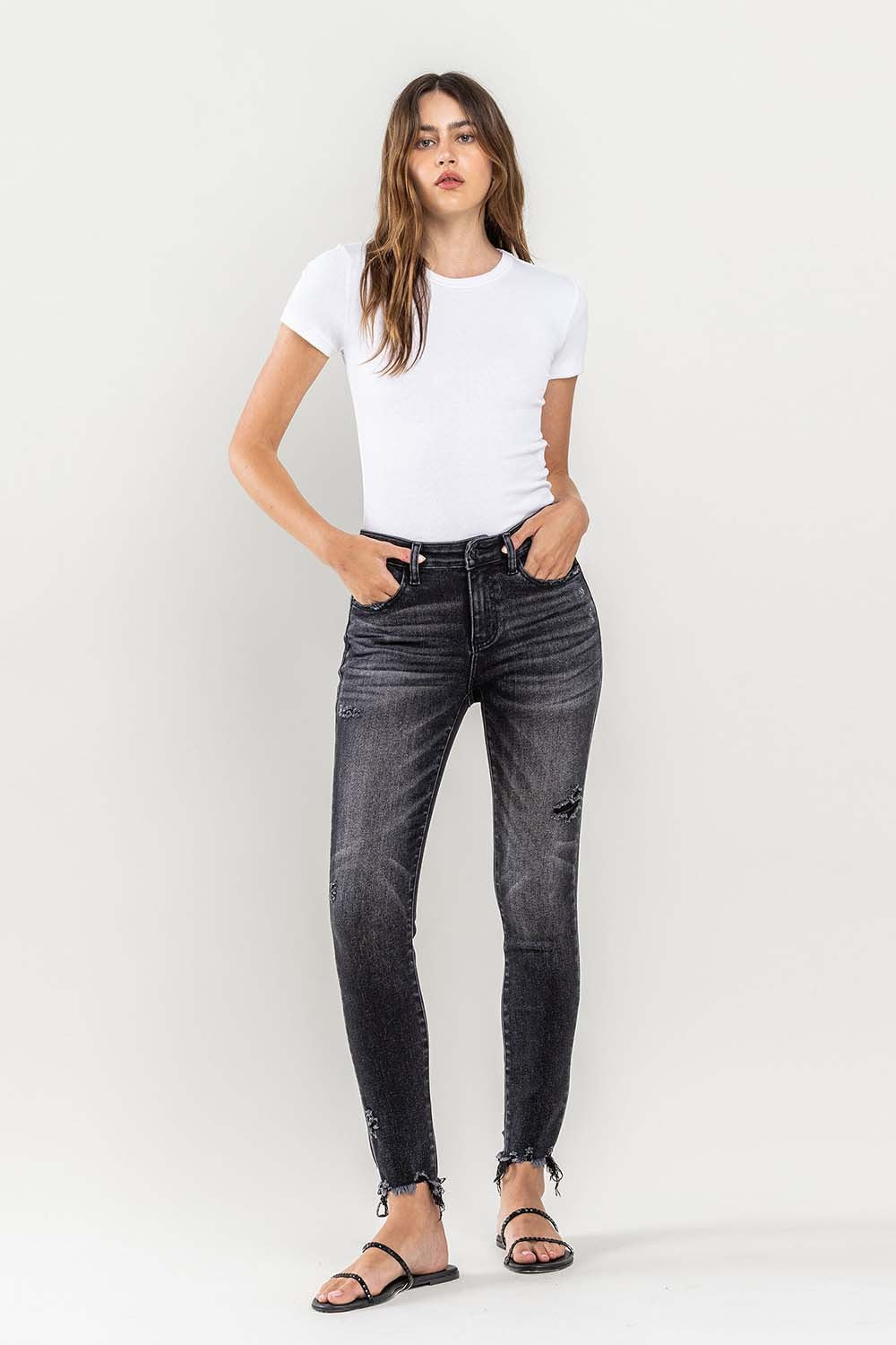 Lovervet Raw Hem Cropped Skinny Jeans-Evergreen Boutique