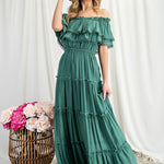 Off the Shoulder Ruffle Maxi Dress - Evergreen Boutique