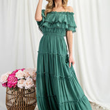 Off the Shoulder Ruffle Maxi Dress - Evergreen Boutique