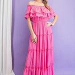 Off the Shoulder Ruffle Maxi Dress - Evergreen Boutique