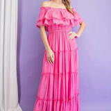 Off the Shoulder Ruffle Maxi Dress - Evergreen Boutique