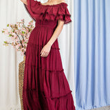 Off the Shoulder Ruffle Maxi Dress - Evergreen Boutique