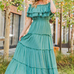 Off the Shoulder Ruffle Maxi Dress - Evergreen Boutique