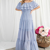 Off the Shoulder Ruffle Maxi Dress - Evergreen Boutique