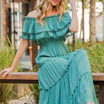 Off the Shoulder Ruffle Maxi Dress - Evergreen Boutique