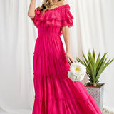 Off the Shoulder Ruffle Maxi Dress - Evergreen Boutique