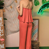 Flare Tube Top with Two-Fer Look Jumpsuit-Evergreen Boutique