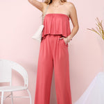 Flare Tube Top with Two-Fer Look Jumpsuit-Evergreen Boutique