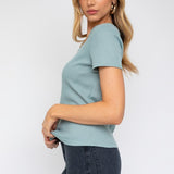 Short Sleeve Asymmetrical Top-Evergreen Boutique