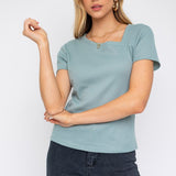 Short Sleeve Asymmetrical Top-Evergreen Boutique