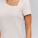 Short Sleeve Asymmetrical Top-Evergreen Boutique