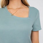 Short Sleeve Asymmetrical Top-Evergreen Boutique