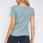 Short Sleeve Asymmetrical Top-Evergreen Boutique