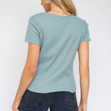 Short Sleeve Asymmetrical Top-Evergreen Boutique