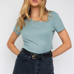 Short Sleeve Asymmetrical Top-Evergreen Boutique