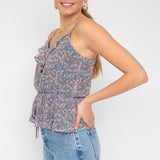 Sleeveless Elastic Waist Top With Ruffle-Evergreen Boutique