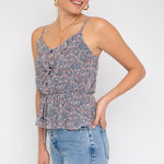 Sleeveless Elastic Waist Top With Ruffle-Evergreen Boutique