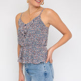 Sleeveless Elastic Waist Top With Ruffle-Evergreen Boutique