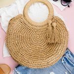 Straw Tassel O-Ring Tote-Evergreen Boutique