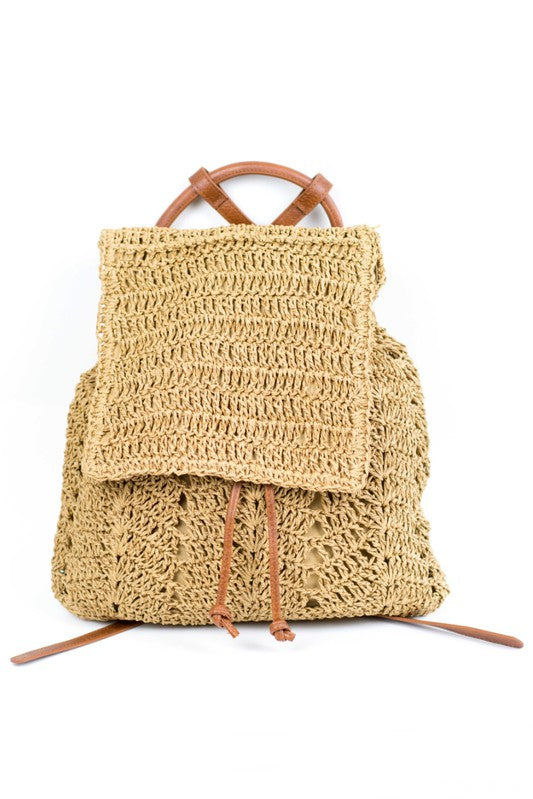 Woven Straw Backpack-Evergreen Boutique