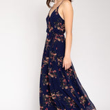 Spa Strap Floral Printed Maxi Wrap Dress-Evergreen Boutique