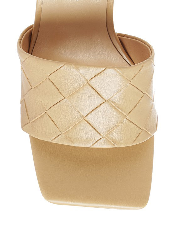 Carmen High Heeled Woven Square Toe Sandal-Evergreen Boutique