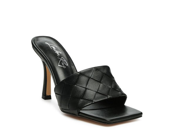 Carmen High Heeled Woven Square Toe Sandal-Evergreen Boutique