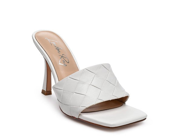 Carmen High Heeled Woven Square Toe Sandal-Evergreen Boutique