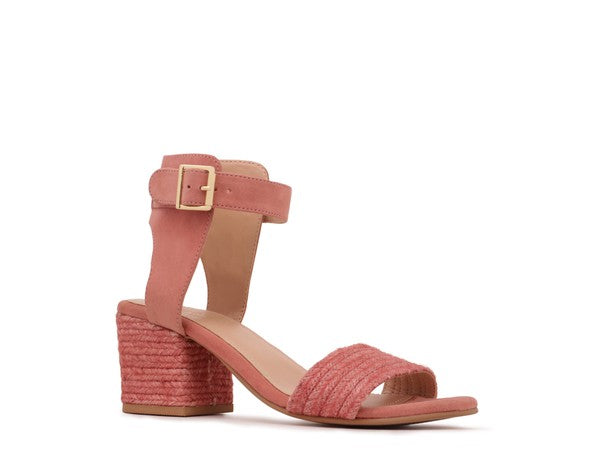 RAYNA BLUSH BRAIDED JUTE STRAP AND SUEDE SANDAL-Evergreen Boutique