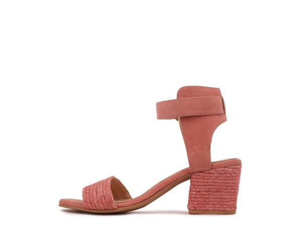 RAYNA BLUSH BRAIDED JUTE STRAP AND SUEDE SANDAL-Evergreen Boutique