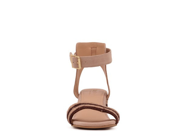 RAYNA BLUSH BRAIDED JUTE STRAP AND SUEDE SANDAL-Evergreen Boutique