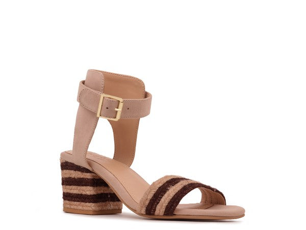 RAYNA BLUSH BRAIDED JUTE STRAP AND SUEDE SANDAL-Evergreen Boutique