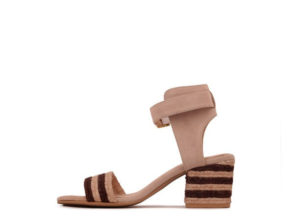 RAYNA BLUSH BRAIDED JUTE STRAP AND SUEDE SANDAL-Evergreen Boutique