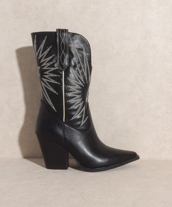 OASIS SOCIETY Emersyn - Starburst Embroidery Boots - Evergreen Boutique