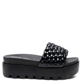 SUNDAE PLATFORM SLIDES WITH WOVEN TEXTURED STRAPS-Evergreen Boutique