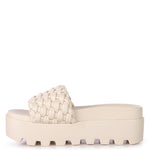 SUNDAE PLATFORM SLIDES WITH WOVEN TEXTURED STRAPS-Evergreen Boutique