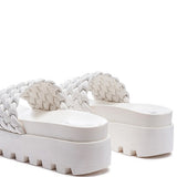 SUNDAE PLATFORM SLIDES WITH WOVEN TEXTURED STRAPS-Evergreen Boutique