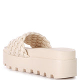 SUNDAE PLATFORM SLIDES WITH WOVEN TEXTURED STRAPS-Evergreen Boutique