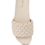 SUNDAE PLATFORM SLIDES WITH WOVEN TEXTURED STRAPS-Evergreen Boutique