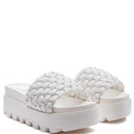 SUNDAE PLATFORM SLIDES WITH WOVEN TEXTURED STRAPS-Evergreen Boutique