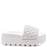 SUNDAE PLATFORM SLIDES WITH WOVEN TEXTURED STRAPS-Evergreen Boutique